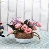 Artificial Pink Roses With A Ceramic Pot