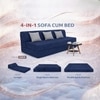 Sleep Spa Foldable Jute Fabric 3 Seater Double Foam Fold Out Sofa Cum Bed in Dark Blue Colour