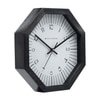 Elegant Black Octagonal Wooden Wall Clock with Sharp Minimal Indices