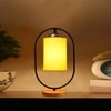 Devansh Yellow Cotton Drum Wooden & Iron Table Lamp -17 Inch Height -E