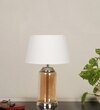 Duffield Amber Glass Table Lamp With White Cotton Shade