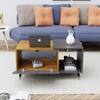 Hexa Engineered Wood Center Table With Storage And Open Rack In Slate Grey And Giant Wood