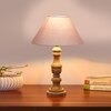Devansh Grey Cotton Table Lamp With  Wood Natural Base (10X18 Inches)-32