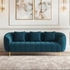 Amora 3 Seater Fabric Sofa In Night Blue Velvet Colour