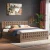 Baori Solid Wood Queen Size Hydraulic Storage Bed In Danish Walnut Finish