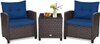 Carry Bird Wicker Patio Furniture Outdoor Balcony Chairs In Navy Blue Colour