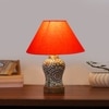Devansh Conical Orange Cotton Shade Lamp With Wood & Mosaic Glass Base For Decoration/Office/Home/Gifting/Study For Decoration/Office/Home/Gifting/Study -(10X10X14.5) Inches -A