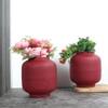 Textured Flower Pot Set Of 2 In Maroon Colour