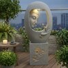 Buddha Face Shower Grey Fiber Glass Indoor Fountain With Stand