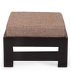 Kumkum Sheesham Wood Foot Stool in Dark Walnut Finish with Jute Beige Cushion