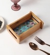 Decorative Tray Tray For Gifting Floral Design Rectangle Tray Pine Wood Tray Tray For Kitchen Organizer (1 Piece)