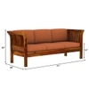 Haveli 3 Seater Wooden Sofa (Orange Colour, Honey Finish)