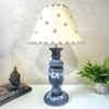 Pillar Dotted Stone Grey Beige Wooden Table Lamp in Grey