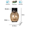 Devansh Solid Wood Electric Wall Light in Brown Colour with Lavender Shade Count of 1 Light