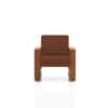 Moreno 1 Seater Solid Wood Sofa in Amber Walnut Finish and Terracotta Stripe Fabric