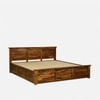 Zvya Solid Wood King  Size Bed With Box Storage (Provincial Teak Finish)