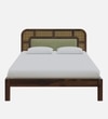 Rattan Solid Wood Queen Size  Bed Without Storage In Provincial Teak