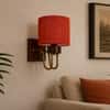 Devansh Metal Electric Wall Light in Black Colour with Off-white Shade Count of 1 Light