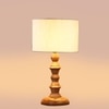Devansh Off White Cotton Table Lamp With  Wood Natural Base  (7X7X15.5 Inches)-2