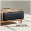Valerio Duo-Panel Luxe King Size Bed in Navy Blue colour Velvet with Oak wood Frame