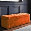 Edin Velvet 2 Seater Upholstered Bench with Storage Orange Colour