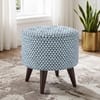 Mello Pouffee In Mango Walnut Finish with Indigo Crest Colour