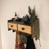 Golden Oak Wooden Wall Shelf With Drawers & Key Holders