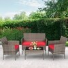 Carry Bird Wicker Patio Furniture Accessorie 4 Seater Sets In Grey And Red Colour