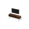 Averyl Engineering Wood TV Entertainment Unit Set Top Box Stand/TV Cabinet with Shelves for Books & Décor Display Unit with Black Pencil Legs, Ideal for 55 Inches (Brown Maple)