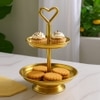 Metalsmith Two Tier Serveware Stand with Heart Handle Gold Finish