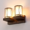 Eliante Wooden Wall Lights Wood & Glass Material Dark Brown & Champaign Finish