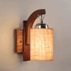 Devansh Solid Wood Electric Wall Light in Brown Colour with Beige Shade Count of 1 Light