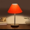 Devansh Orange Cotton Table Lamp With  Natural  Wood Base  & Steel Pipe -(10X16.25 Inches)-30