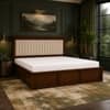 Leher Solid Wood Comfort King Bed Hydraulic Storage Provincial Teak Finish Mattress 72 x 78 Inches