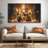 The Castle Decor Ganesh Ji Wall Art Set of 5 Wooden Framed Digital Painting 27x48 Inch