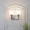 Minimal 2 Light Nickel Wall Light with Frosted White Glass