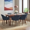 Dane Solid Wood Dining Table 6 Seater with 6 Rochelle Lounge Chairs (Finish: Honey, Colour: Marengo Grey Velvet)