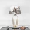 Saturn Brass and Black Table Lamp with Printed Shade