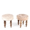 Cairo Sheesham Wood Accent 3+1+1 Seater Bench Set With 2 Stools In Beige Sparkle Velvet