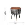 Doe Buck Zik Zak Chevron Printed Ottoman Stool in Brown and Black Colour with Gold Tipped Legs