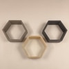 Oliver Iii Hexagonal Shaped Set Of 3 Wooden Wall Shelves