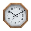 Tan Wooden Octagonal Wall Clock with Warm Rustic Finish