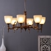 Eliante 6-Light Chandelier, Mild Steel And Glass, Modern Hanging Ceiling Light For Living Room Or Dining Room