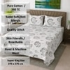 Bela Black & White Geometric 330 TC Cotton Flat Super King Size Bedsheet with 2 Pillow Covers – Threads