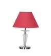 Viso Chrome Finish Metal And Clear Crystal Glass Table Lamp With Maroon Cotton Shade