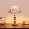 Devansh Multicolor Cotton Table Lamp With  Wood Natural Base (10X10X16) Inches)-40