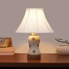 Devansh Off-White Cotton Shade Cross Pleated Lamp With Wood & Mosaic Glass Base For Decoration/Office/Home/Gifting/Study For Decoration/Office/Home/Gifting/Study