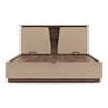 Sydney Engineered Wood King Hydraulic Storage Bed with 1 Bedside Table – Beige Glossy Finish