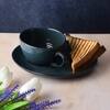Blue Ripple Ceramic Snack Serving Set – Set of 2