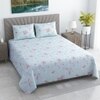 Qari Green Shade Floral 400 TC Cotton Flat Double Queen Size Bedsheet with 2 Pillow Covers – Threads